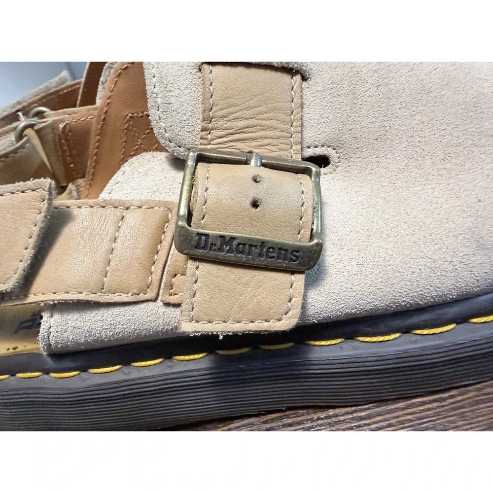 Dr. Martens Jorge II Mens 9 Parchment Beige Suede Slingback Buckle Mules Clogs